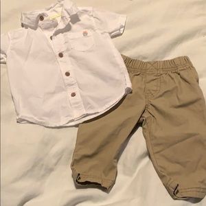 Short sleeve button up and khaki pants